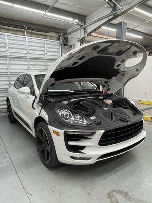 Porsche in for Maintenance, dual air filters and a oil service.