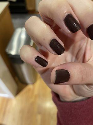 Mediocre nails at pro nail - didn't clean up sides