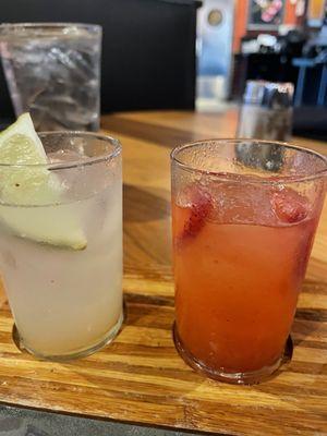 Strawberry and regular flavored margaritas,