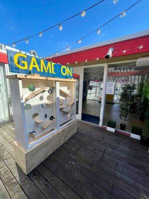 Outdoor beer deck and game