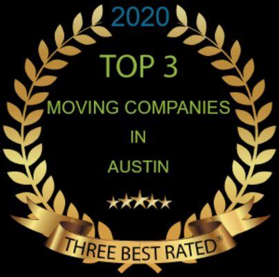 Real men moving was selected as one of only three top moving companies in Austin in 2020 by three best rated.