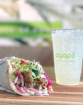 Our gyro pitas are best with our fresh and organic lemonade!