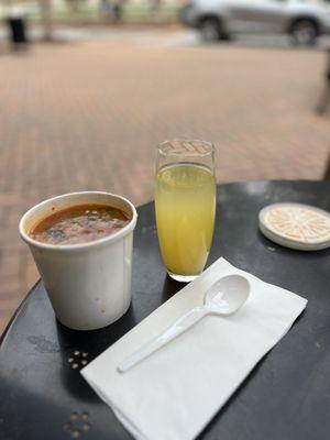 Vegetable soup and mimosa