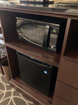 Microwave and small refrigerator