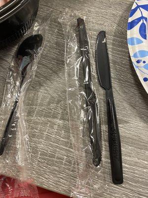 And my two knives and one spoon for my salad