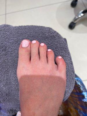 Organic pedicure with pink gel polish!