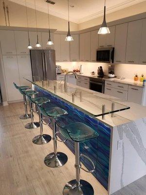 Off set kitchen counter glass