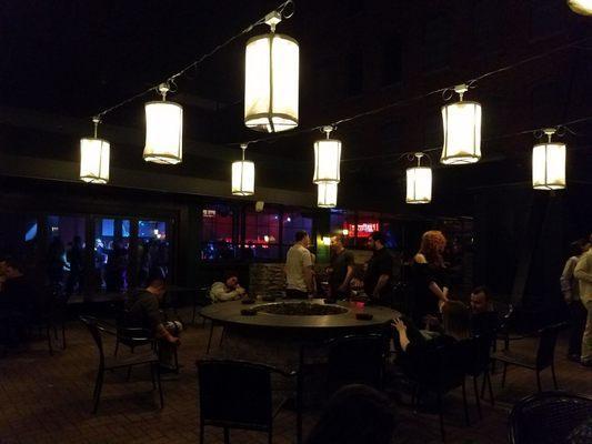 Outside patio at night