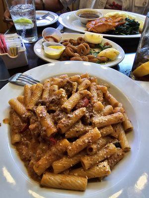 Rigatoni Bolognese Roasted Salmon Flash Fried Calamari