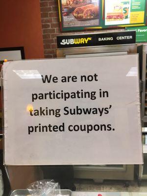 But they do accept digital coupons off of the Subway app.