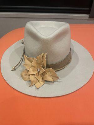 Leather flower on leather strap.  (Hat mine)