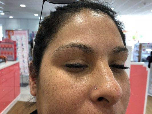 This lovely is in brow hab,seeking fuller brows. Post service I showed her how to give herself the look of fuller brows, until we get there!