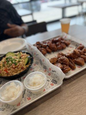 Spicy and Soy Garlic Wings, Fried Rice, Pickled Radish