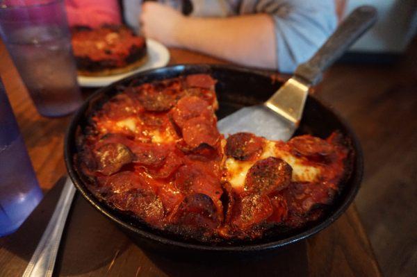 Small deep dish with pepperoni