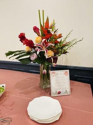 Buffet Exotic Tropical arrangement 25th  Wedding Anniversary .