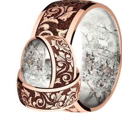 This is a custom band for your #groom  Beautiful scrollwork in as well as a luxury inner sleeve feature called Kings Snow