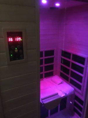 Infrared sauna with light therapy