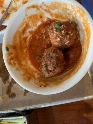 Two out of the five delicious meatballs