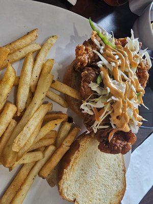 Fried chicken sandwich. Came with fries