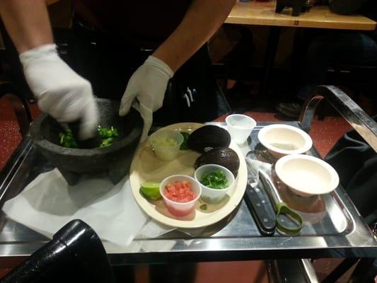 Side table freshly made guacamole