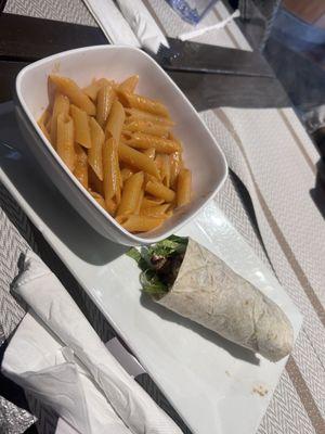 Penne Alla Vodka & Chicken Caesar wrap