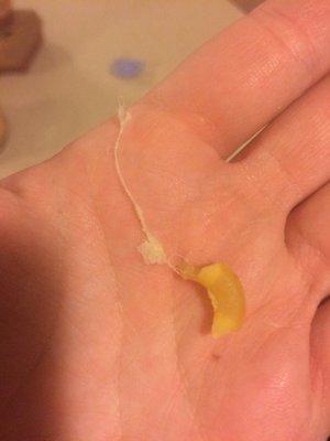 Piece of plastic and string inside the kids meal cheese quesadilla