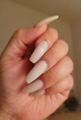 Russian and overlay, reshape long ballerina with milky white. #naturalmine