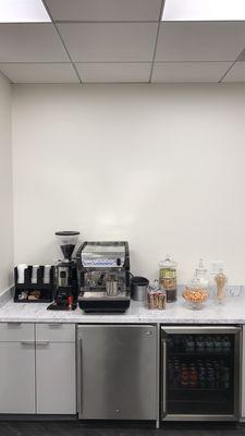 Espresso bar, snacks and refreshments for our clients!