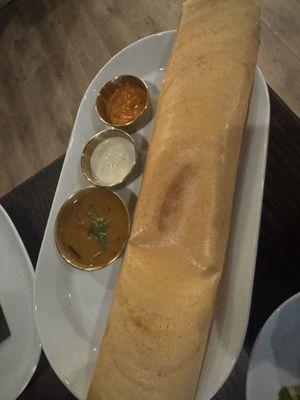 Masala Dosa - cold chutneys and masala