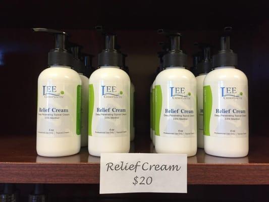 New Relief Cream $20. Using menthol and essential oils to penetrate deep and give those achy muscles some relaxation.