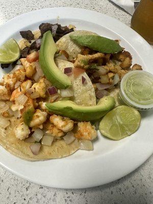 Trio tacos shrimp, steak and chicken