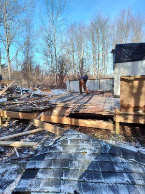 Back porch being removed