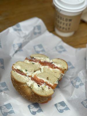 Lox scallion sesame bagel