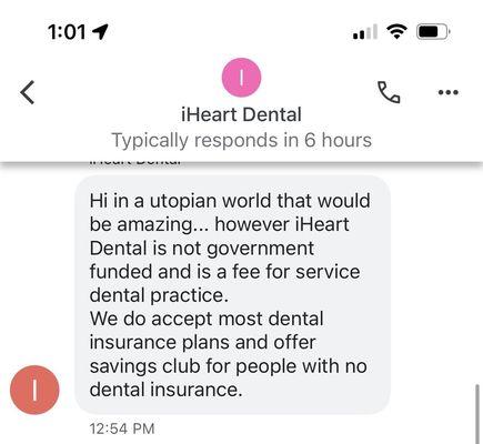 IHeart dental response.