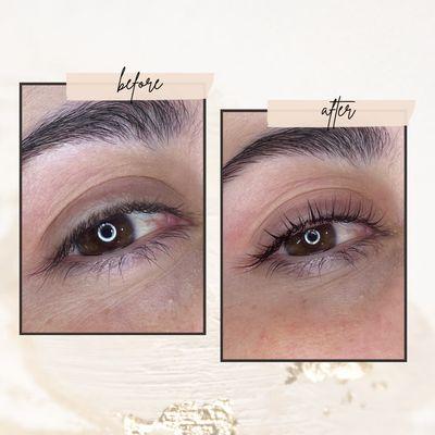 Lashes lifted to give a natural, eye opening curl.