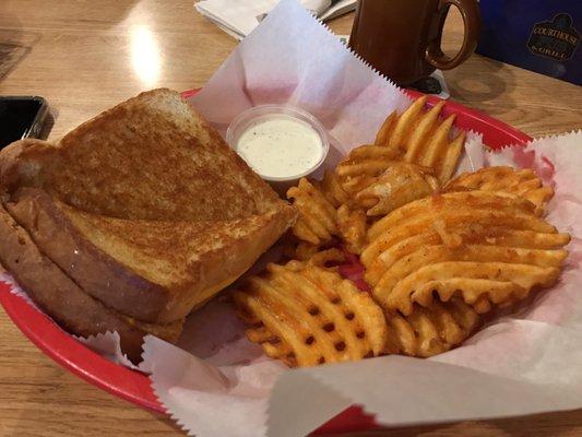 Grilled cheese with waffle fries