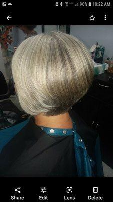 The perfect swing Bob with stacking and volume in the back , gives it that special look.