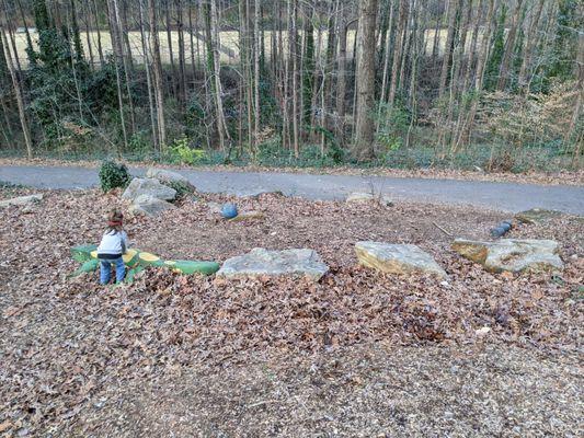 The liminal space near the playground. This attracts a lot of children.