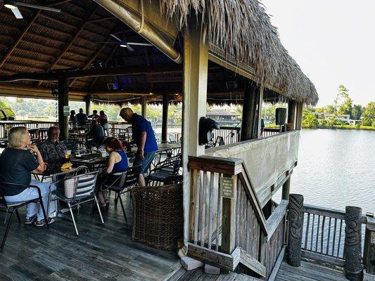 Outdoor waterside patio seating