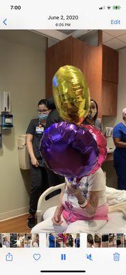 Moffitt's urgent care unit giving my mother a birthday celebration