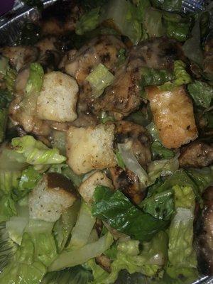 Chicken Cesar salad is only lettuce some croutons and chicken. Where's the veggies???