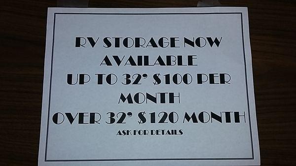 PERFORMANCE RV NOW HAS STORAGE, CALL US FOR MORE INFO.