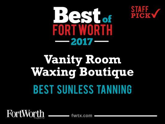 Voted Best Sunless Tanning by Fort Worth Magazine 2017