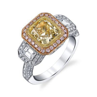 Fancy Yellow and Pink Diamond Ring