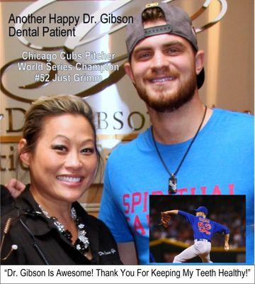 Cubs World Series Champion Pitcher, Justin Grimm - another happy Dr. Gibson Patient.