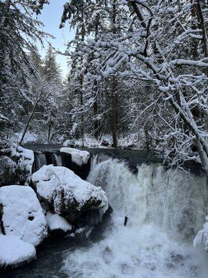 The falls covered in snow