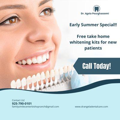 Don't miss out on our early summer special for new patients.  Call now for appointments and details!