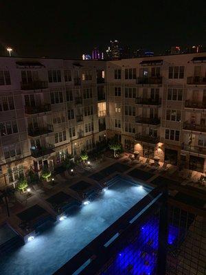 Pool view at night