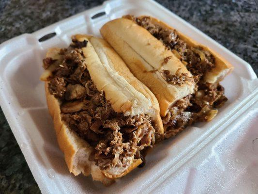 Steak sandwich with mushrooms & onions. OMG!