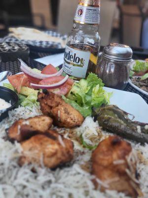 Yummy chicken  kabob  plate!